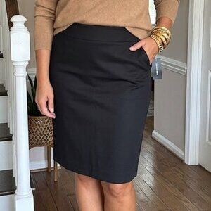 NWT Lord & Taylor Black Pencil Skirt Cotton Stretch Classic Black Womens Size 14